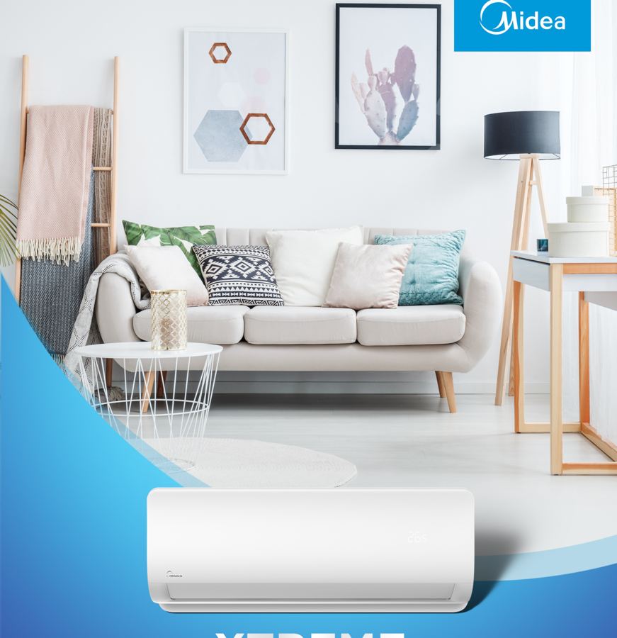 Midea Xtreme fixed speed aircon in a living room