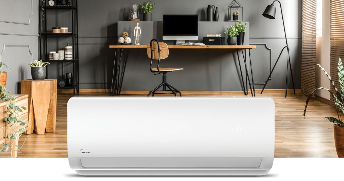 Midea Xtreme Inverter wall-mounted split aircon in a home office